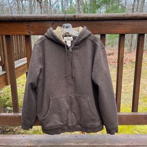 Men’s: L.L. Bean Katahdin Iron Works, Brown, Zip-Up Hooded Jacket, Berber Fleece